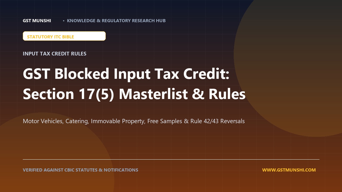 GST Blocked Input Tax Credit (ITC) Rules: Section 17(5) Master List & Reversal Guide (2026)