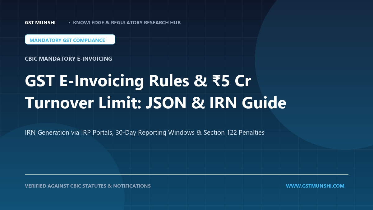 GST E-Invoicing Rules (2026): ₹5 Crore Turnover Limit, JSON Schema, IRN & QR Code Guide