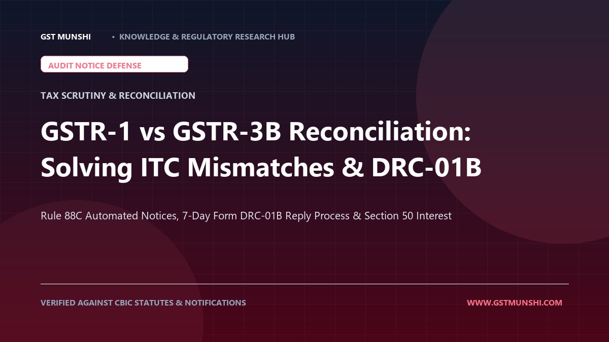 GSTR-1 vs GSTR-3B Reconciliation Guide: Solving ITC Mismatches, Rule 88C & DRC-01B Notices
