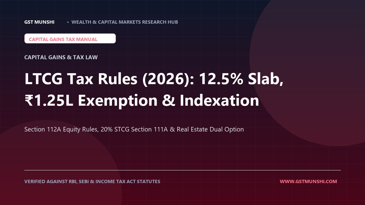 Long Term Capital Gains (LTCG) Tax Rules (2026): 12.5% Equity Slab, ₹1.25 Lakh Exemption & Real Estate Indexation