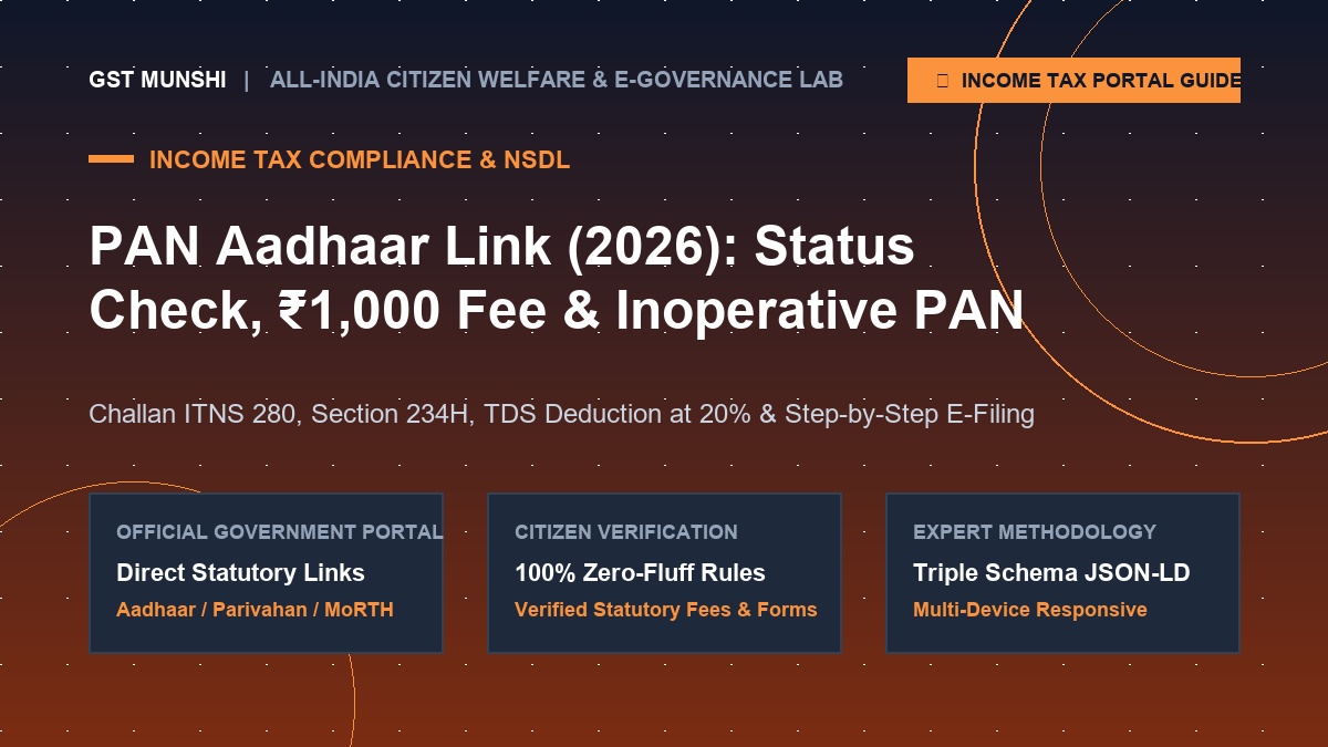 PAN Aadhaar link online status check and 1000 rupee challan payment guide