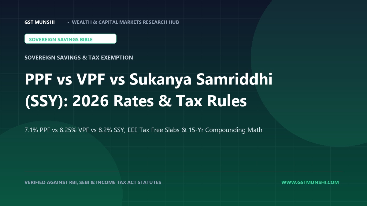 PPF vs VPF vs Sukanya Samriddhi Yojana (SSY): Interest Rates, Tax Benefits & Calculator (2026)