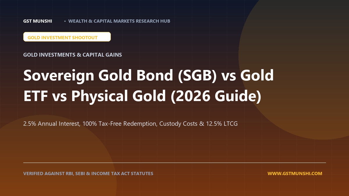 Sovereign Gold Bond (SGB) vs Physical Gold vs Gold ETF: 2026 Tax Rules, Returns & RBI Issuance Guide
