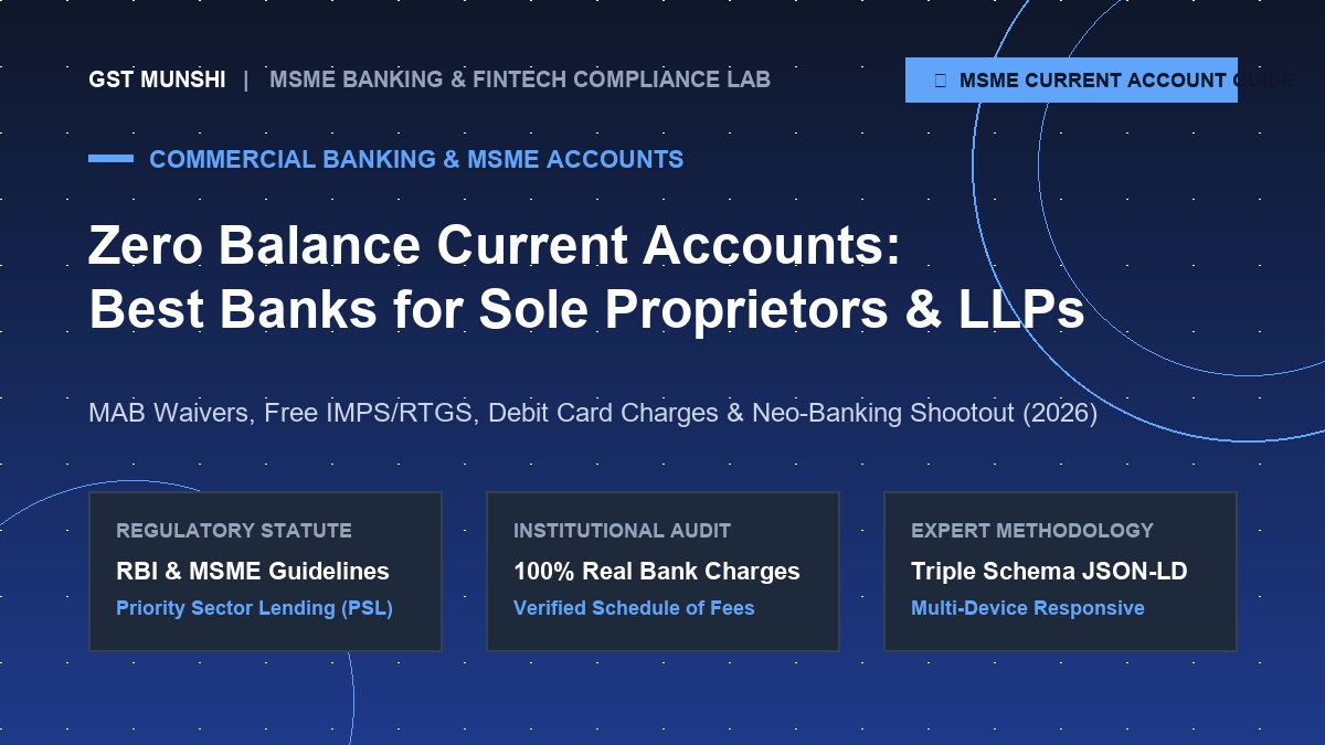 Best Zero Balance Current Accounts in India (2026): Top Banks & Neo-Banks for MSMEs & Freelancers